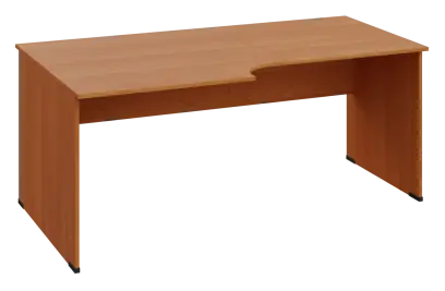 ERL 18 - 188 stůl kancelářský, rohový, levý, dřevěná podnož, deska 18 mm, široký 1800 mm, olše jantar